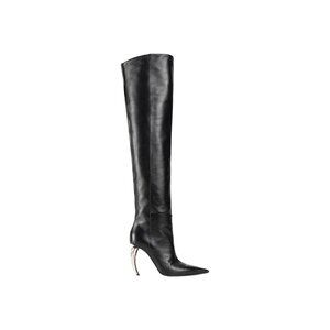 Roberto Cavalli Tiger Tooth Leather Thigh High Boots in Black